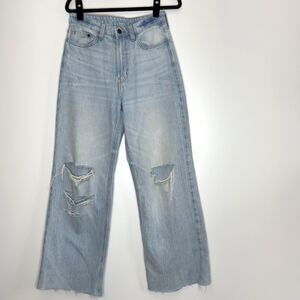 H&M &Denim Ava Wide Leg High Waist Ripped Y2K Distressed Jeans Women's Size 4